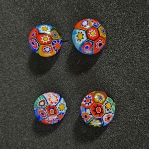 Vintage Millifiori Murino Venitian Glass Clip On  Earrings 2 Pair (4)